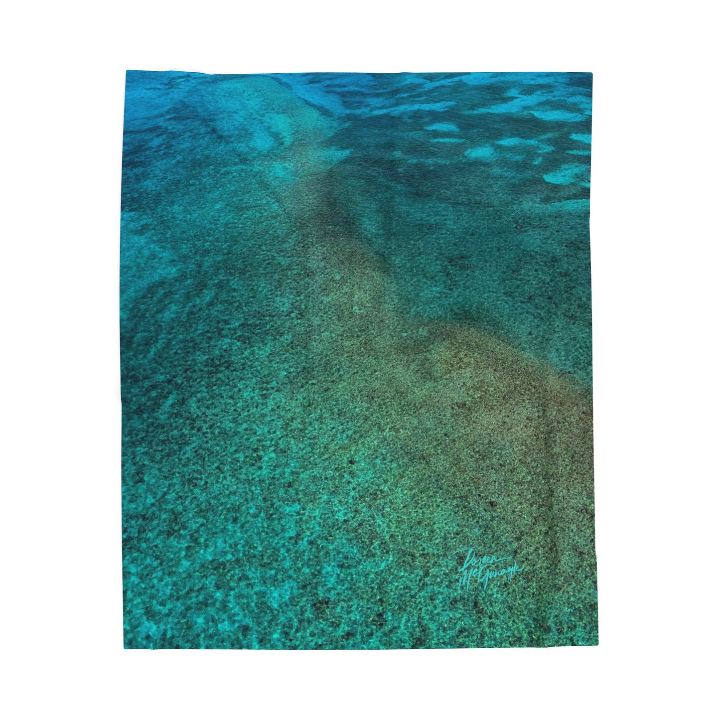 Ocean Depths Velveteen Plush Blanket — Teal Seascape Cozy Throw Enjoy Nature | Spirited Design Studio