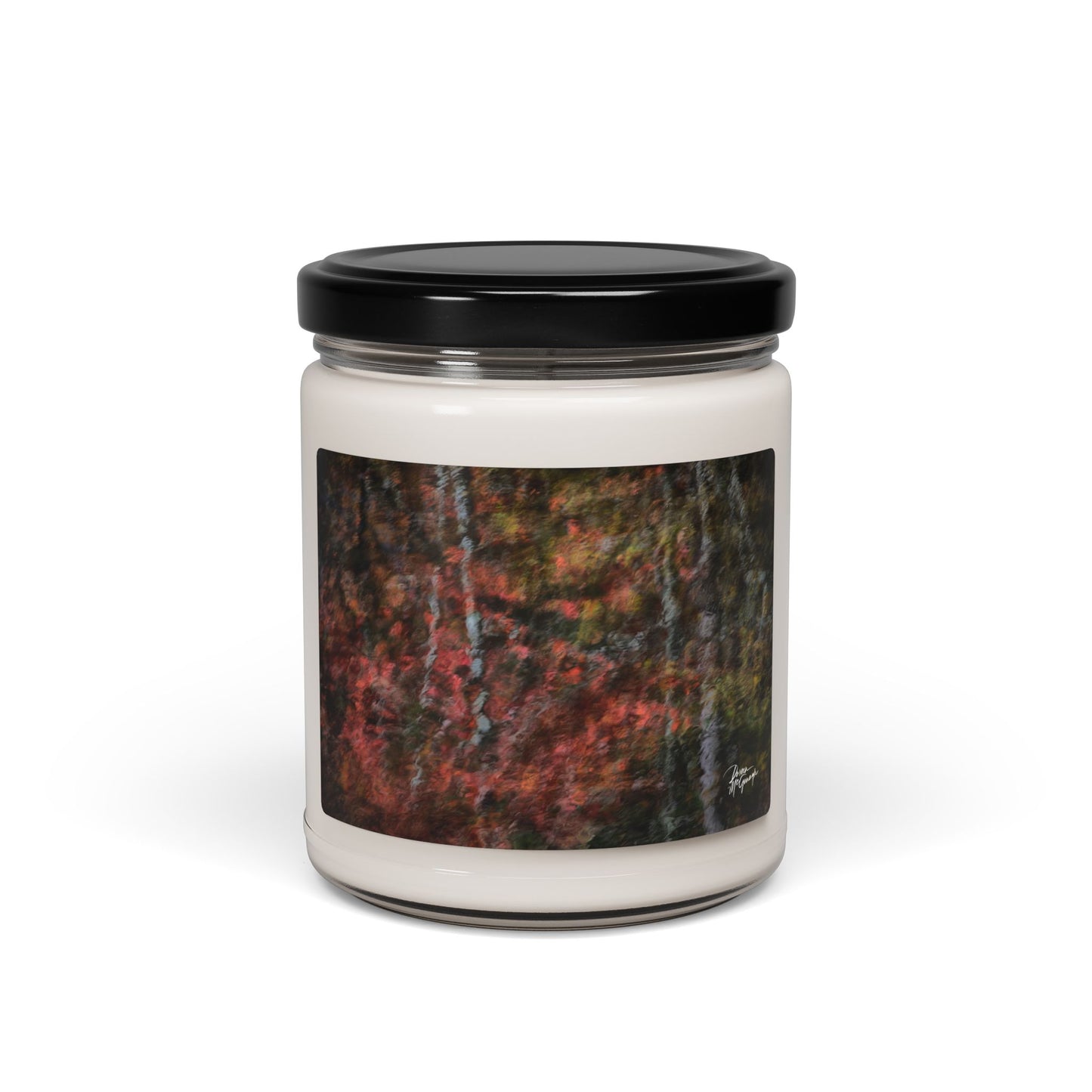 Serenity Abstract Autumn Forest Scented Soy Candle – Relaxing Home Décor, Eco-Friendly Fall Candle, Seasonal Aromatherapy, Gift for Her