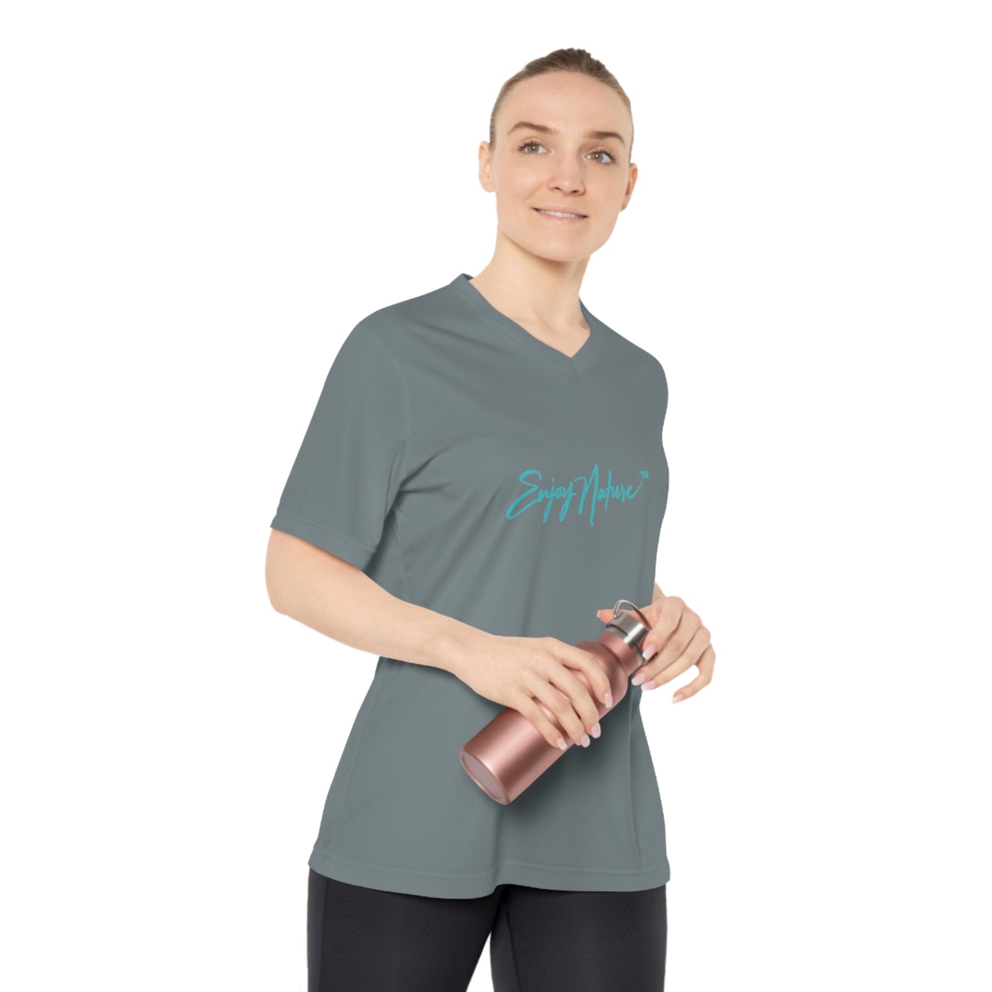 Women’s Nature-Inspired Performance V-Neck T-Shirt – Osprey Design | Activewear | Outdoor Shirt | Gift for Nature Lovers | Workout Top | Bird Lover Tee