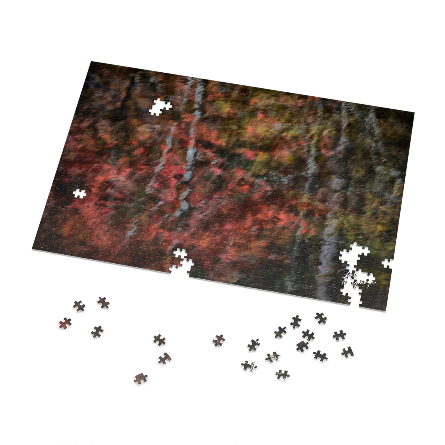 Abstract Serenity Autumn Forest Jigsaw Puzzle with Tin – Cozy Indoor Winter Activity, Fall Decor, Family Fun Game, Unique Gift for Puzzle Loversq