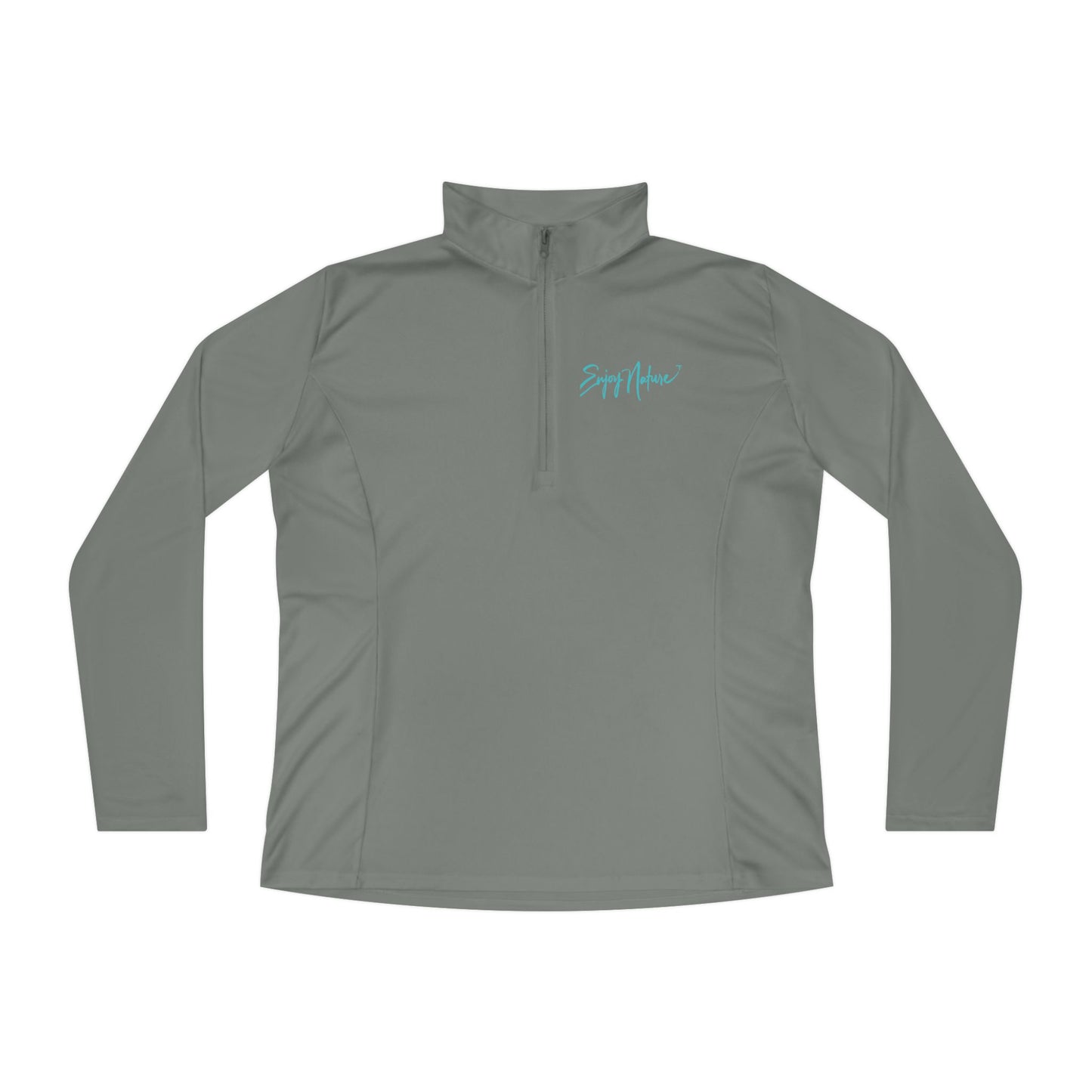 Mother Moose with Baby Ladies Quarter-Zip Pullover | Nature Inspired Activewear | Enjoy Nature Collection