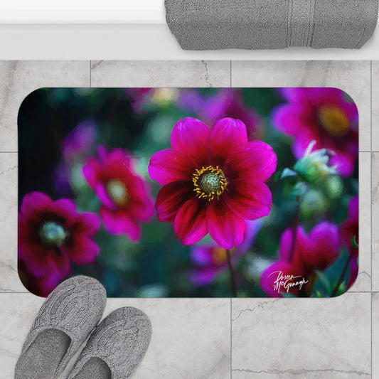 Bath Mat: Heart of Dahlia Dreams – Nature-Inspired Comfort