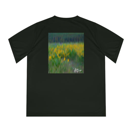Abstract Wildflowers Women’s Performance V-Neck T-Shirt | Nature Inspired Activewear | Enjoy Nature Collection