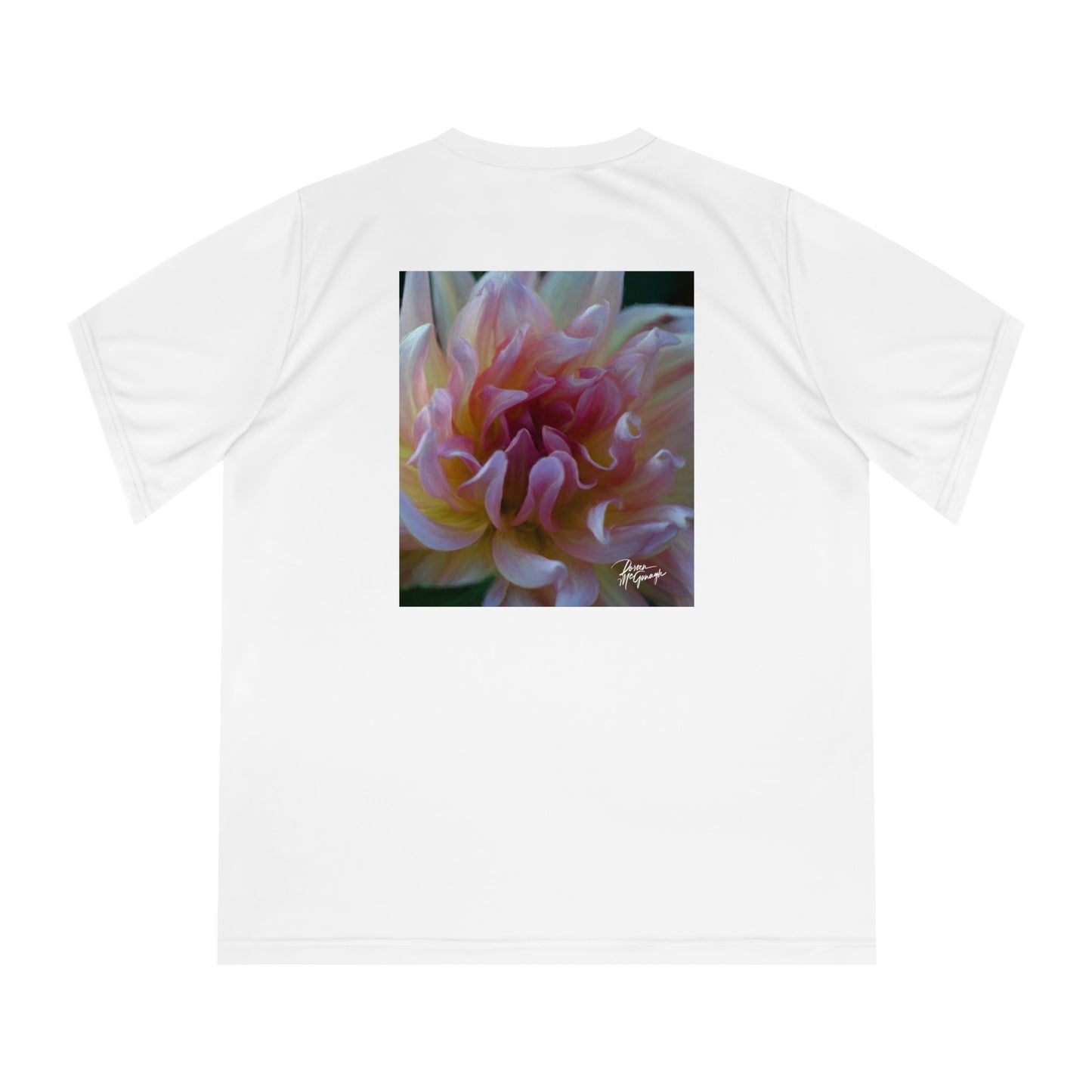 Women’s Nature-Inspired Performance V-Neck T-Shirt – Heart of Dahlia Dreams Design