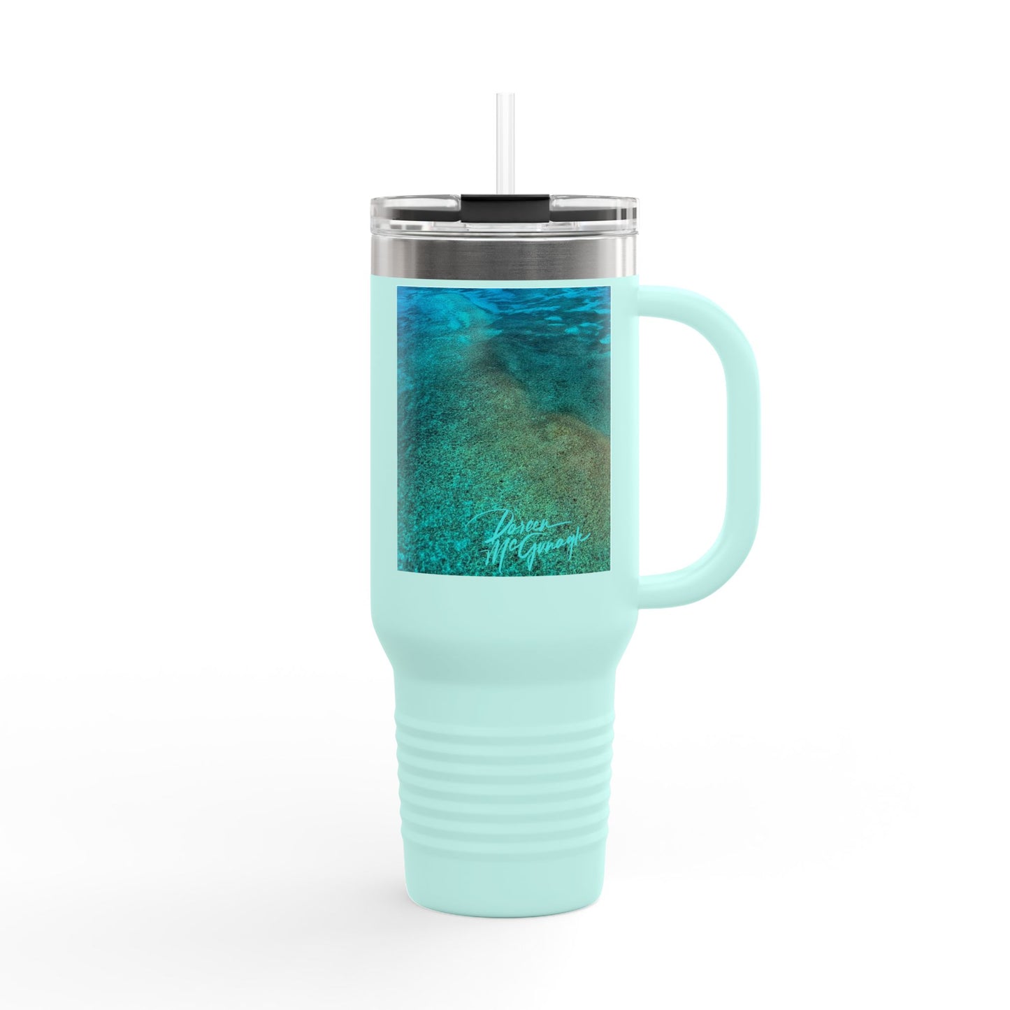 40 oz Insulated Travel Mug — Turquoise Ocean Enjoy Nature | Spirited Design Studio
