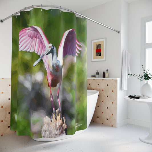 Roseate Spoonbill Shower Curtain – Nature-Inspired Bathroom Decor | Enjoy Nature Collection