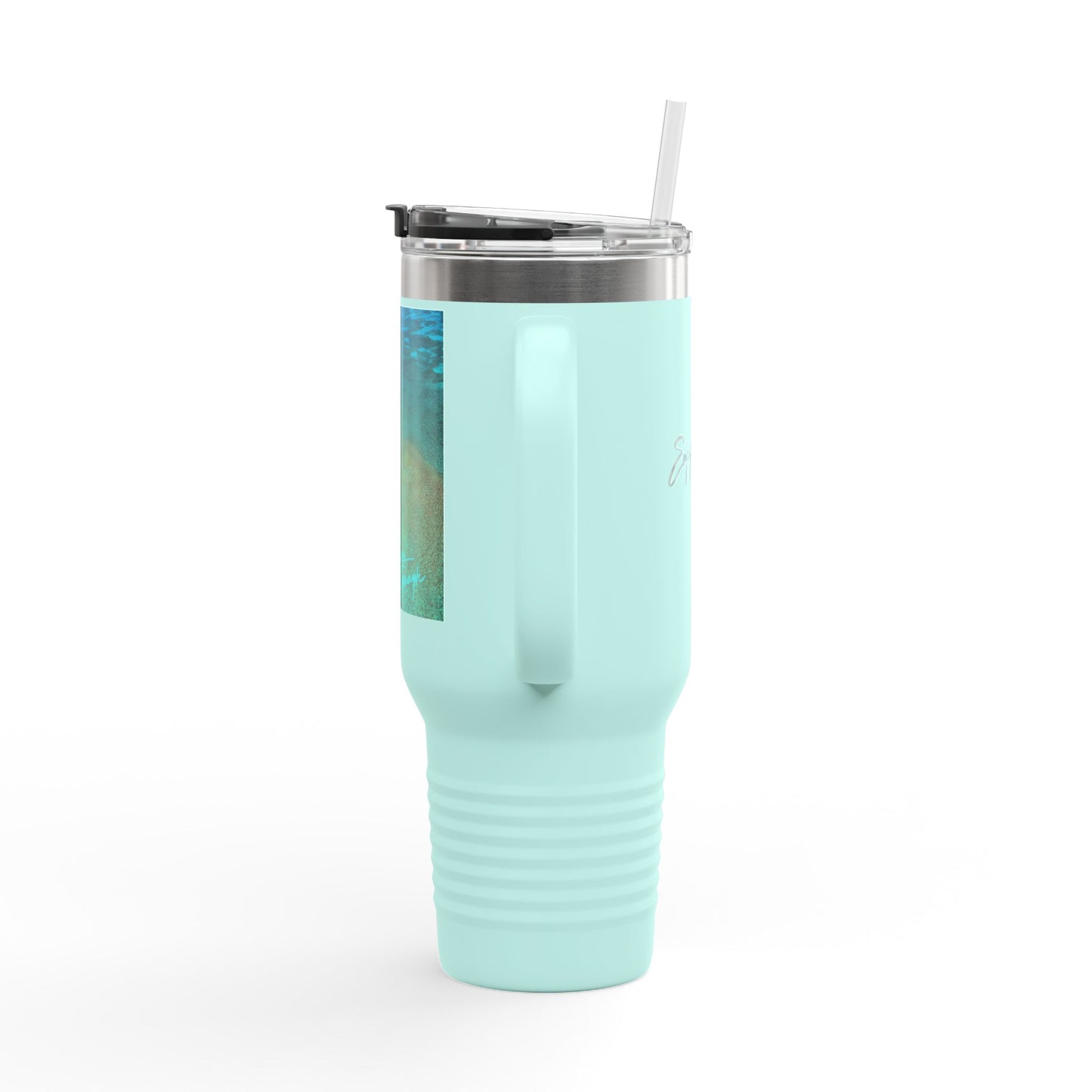 40 oz Insulated Travel Mug — Turquoise Ocean Enjoy Nature | Spirited Design Studio