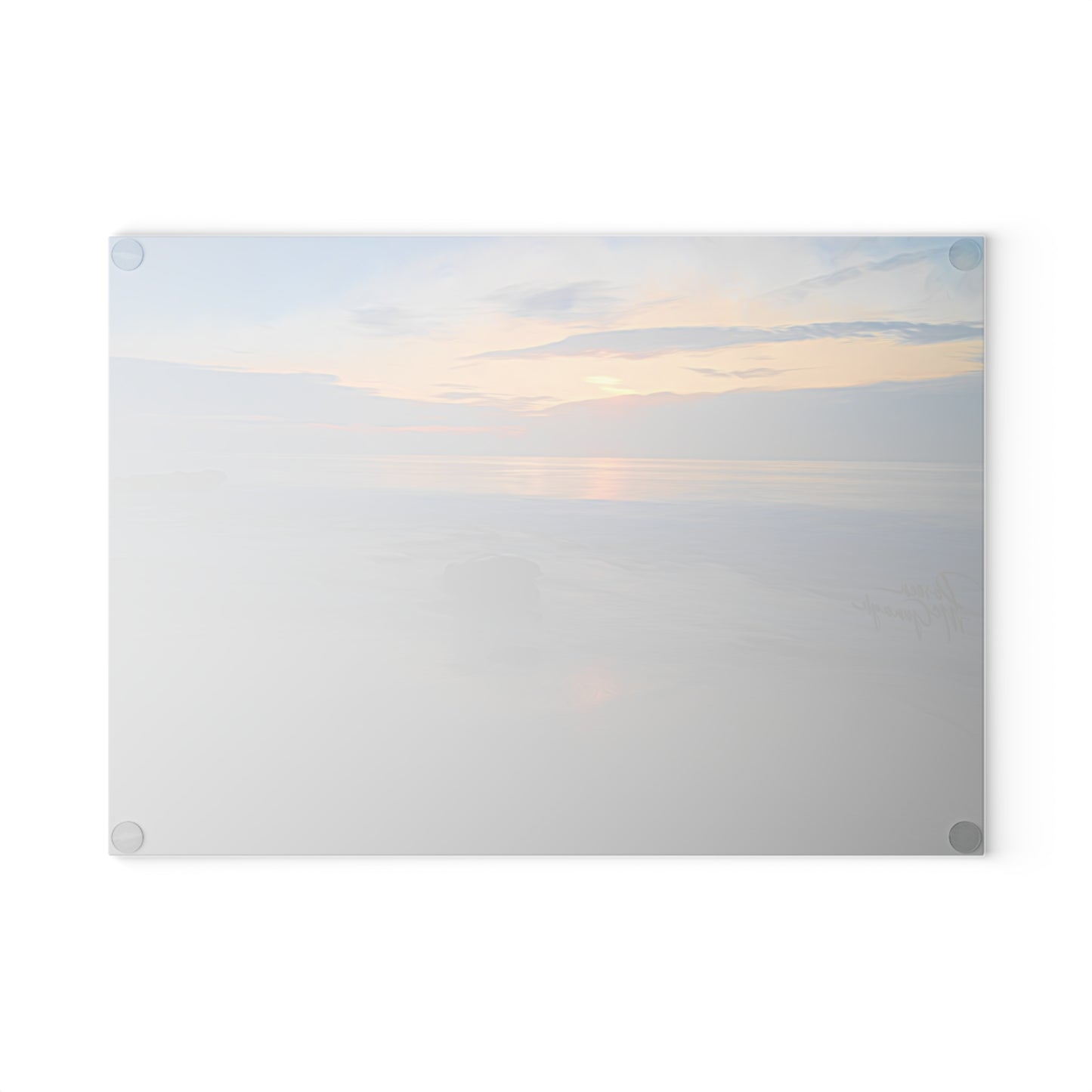 Artistic Oceanic Dawn Glass Cutting Board with Nature-Inspired Design