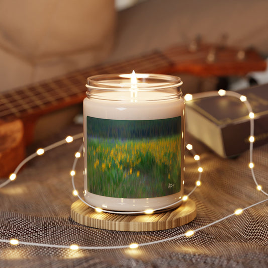 Scented Soy Candle with Abstract Floral Design, Eco-Friendly Aromatherapy Candle, Home Fragrance Gift, Relaxing Soy Wax Candle, Spring Decor