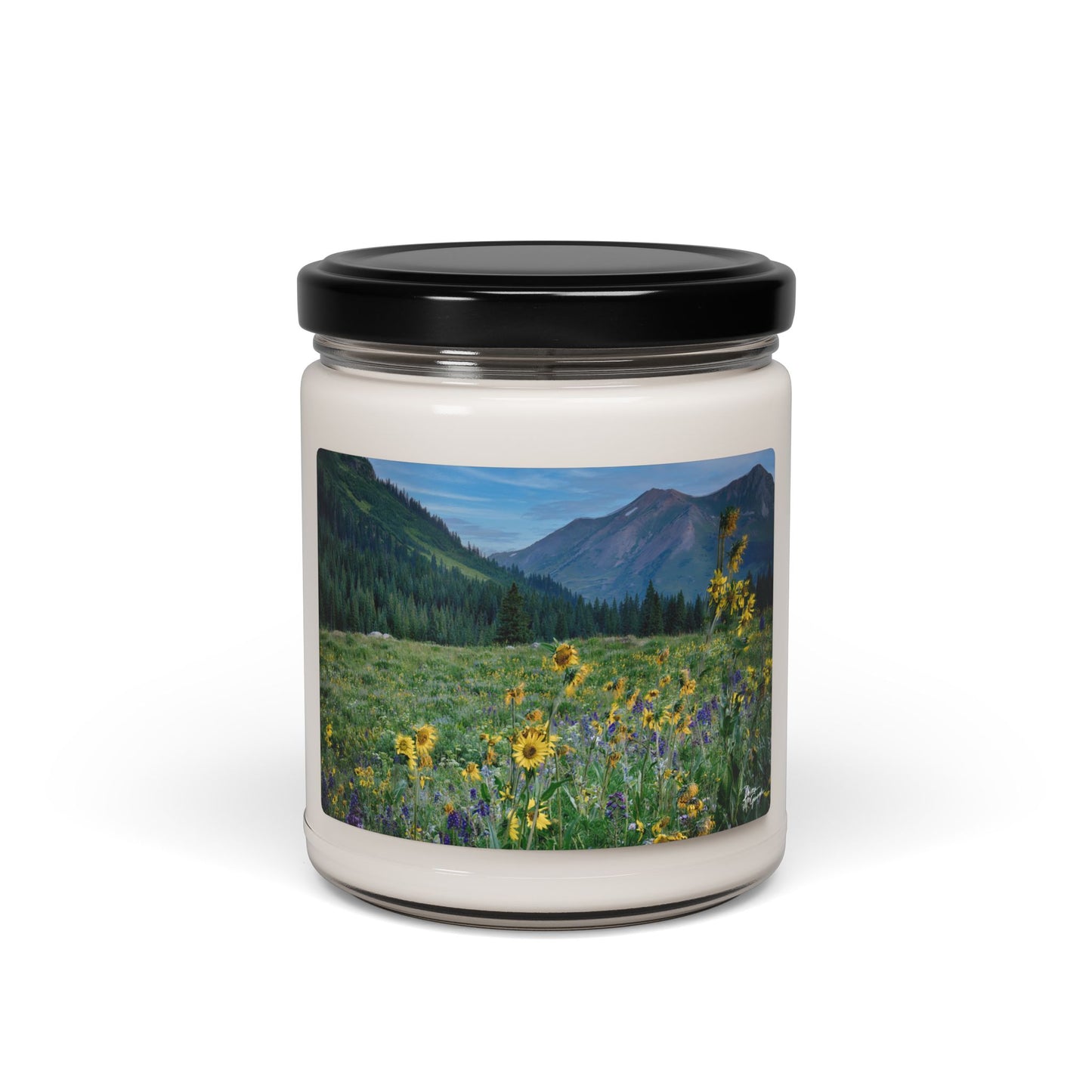 Serene Mountain Scented Soy Candle, Relaxing Aromatherapy Gift, Nature Lover's Home Decor, Eco-Friendly Candle for Special Occasions Mountains Flowers
