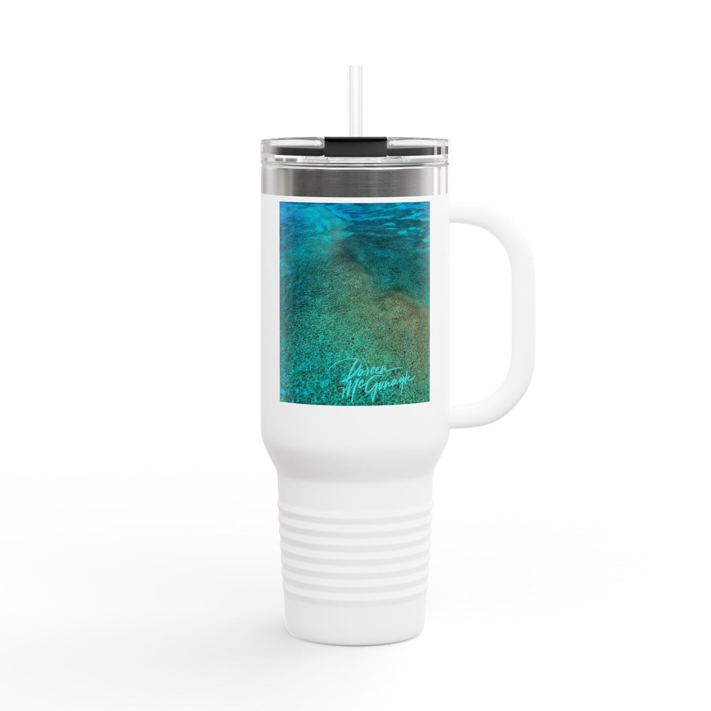 40 oz Insulated Travel Mug — Turquoise Ocean Enjoy Nature | Spirited Design Studio