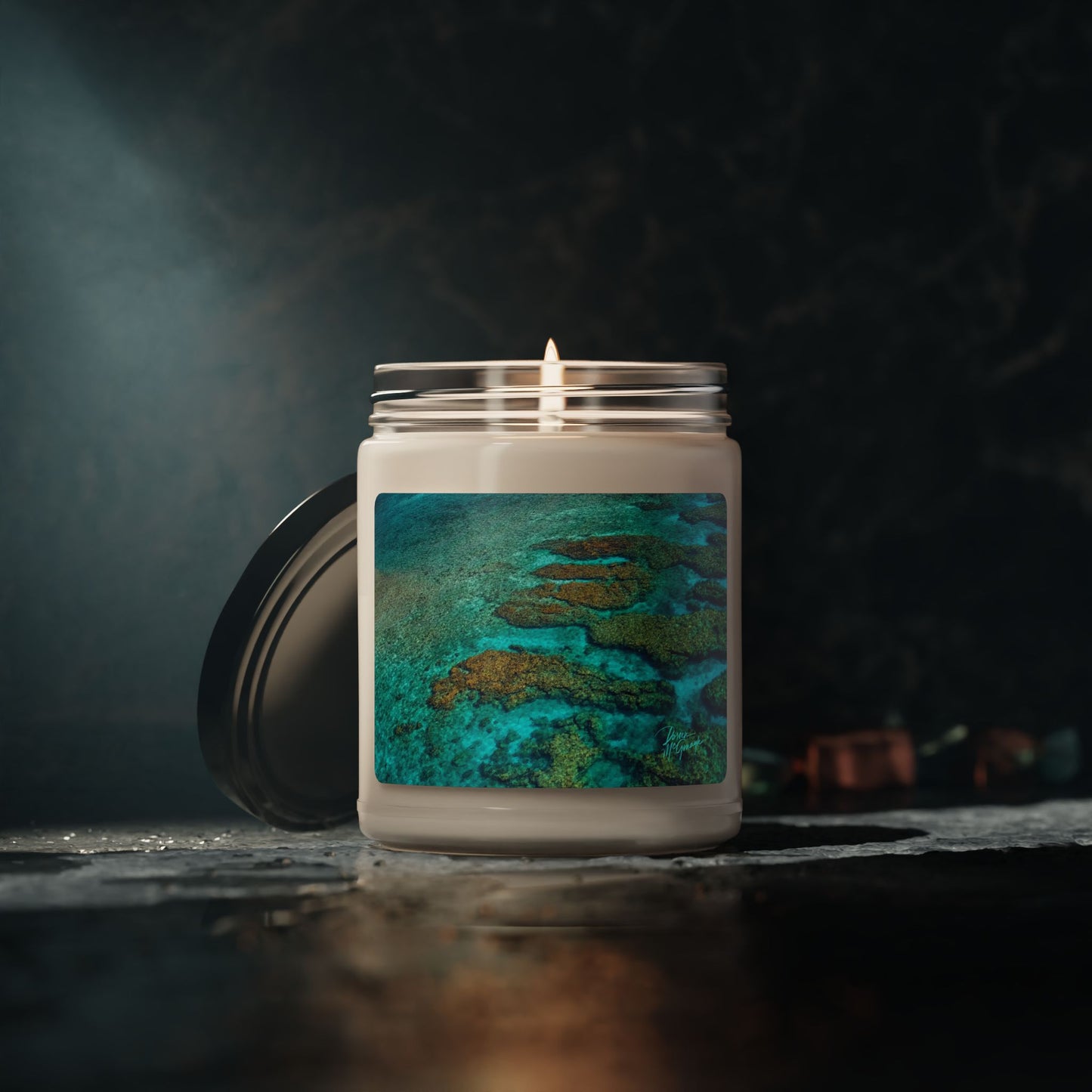 Ocean Reef Scented Soy Candle — 9 oz Tropical Sea Breeze Jar Enjoy Nature | Spirited Design Studio