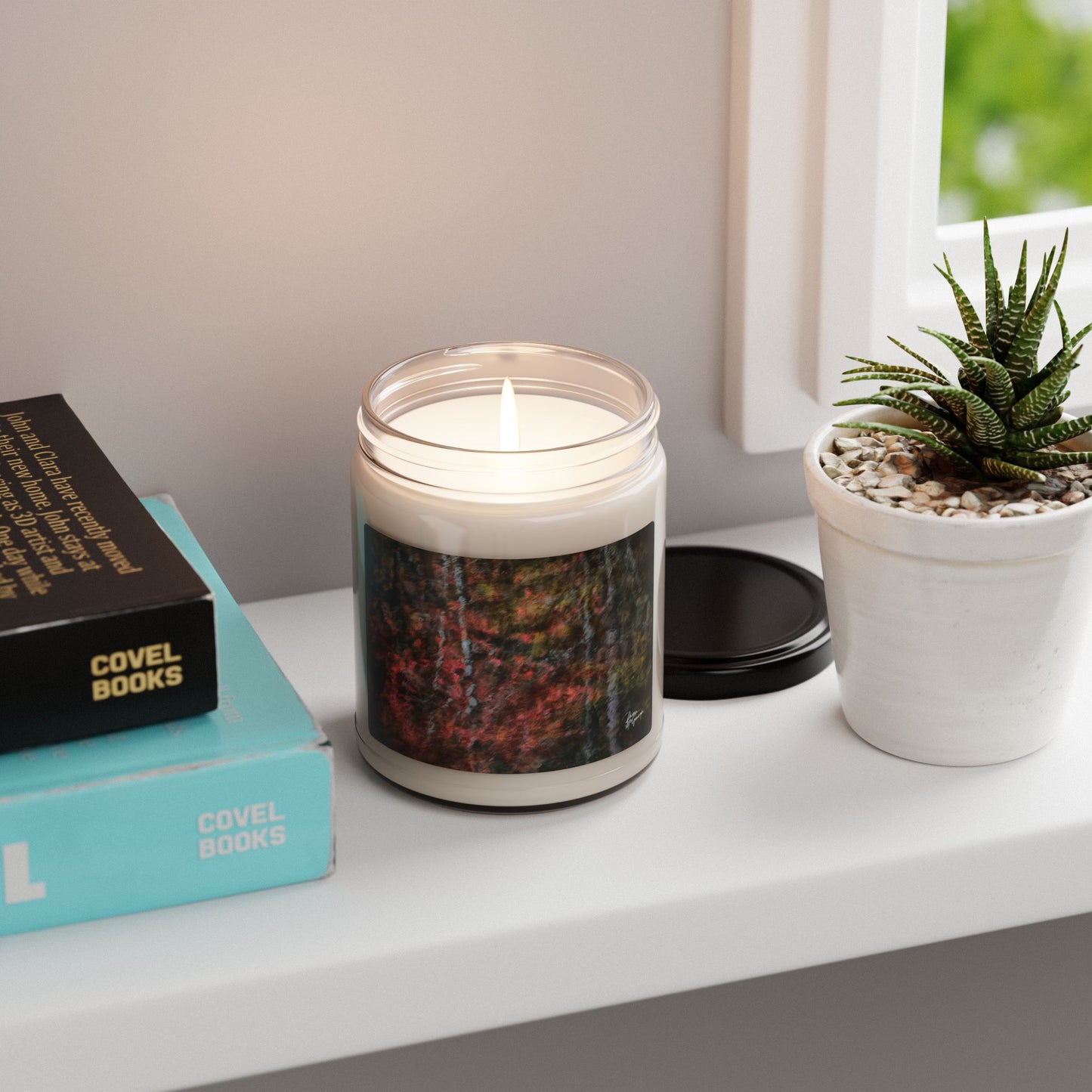 Serenity Abstract Autumn Forest Scented Soy Candle – Relaxing Home Décor, Eco-Friendly Fall Candle, Seasonal Aromatherapy, Gift for Her