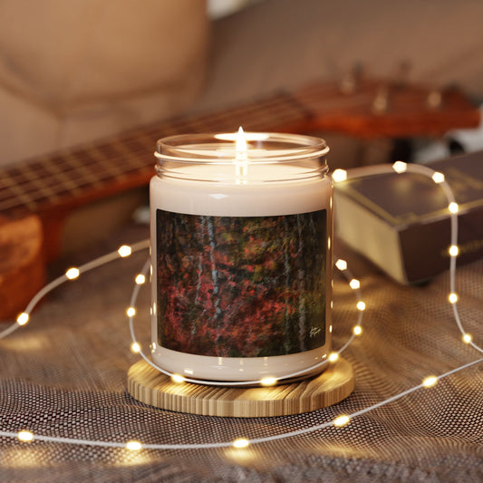 Serenity Abstract Autumn Forest Scented Soy Candle – Relaxing Home Décor, Eco-Friendly Fall Candle, Seasonal Aromatherapy, Gift for Her