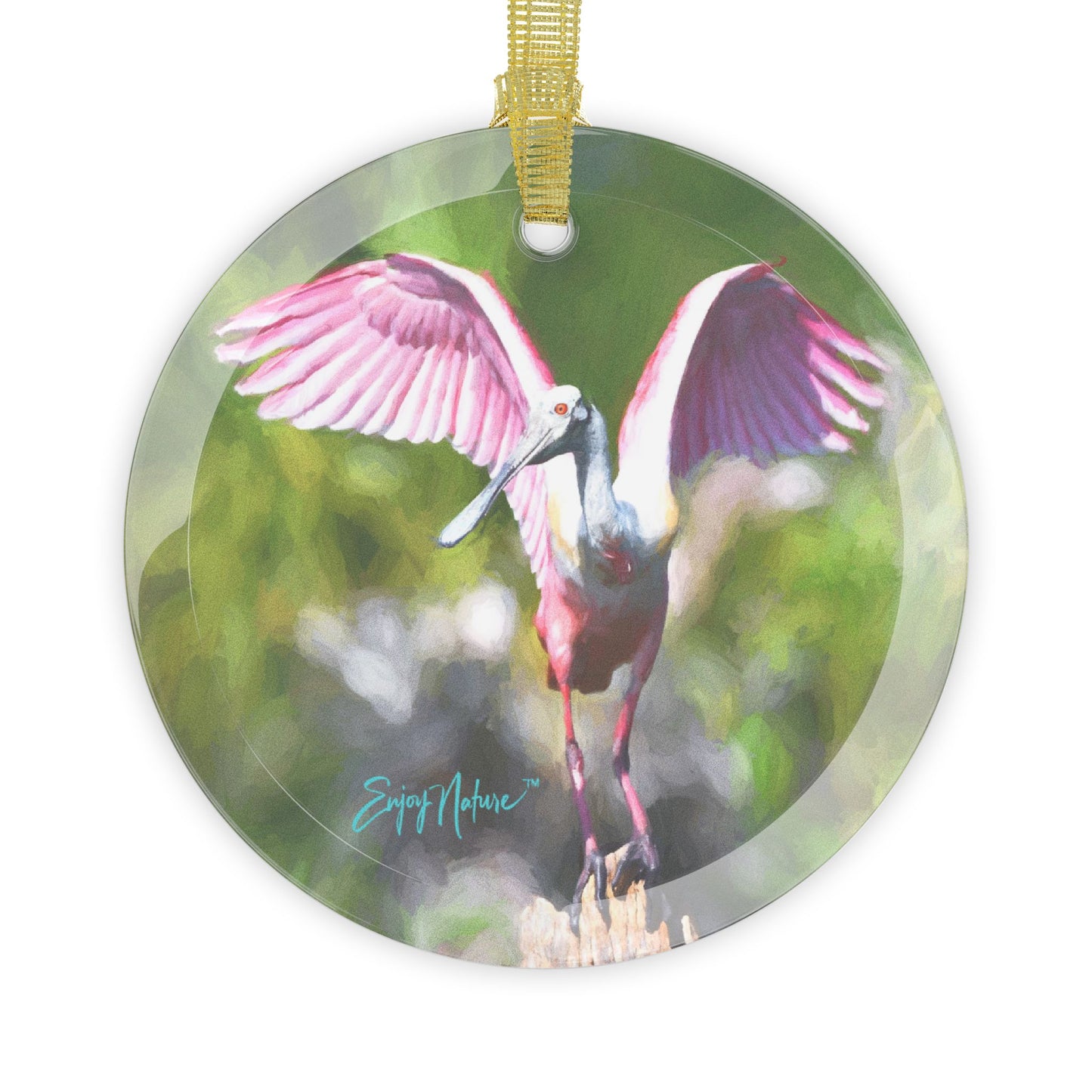 Roseate Spoonbill Glass Ornament – Vibrant Wildlife Holiday Decor | Enjoy Nature Collection