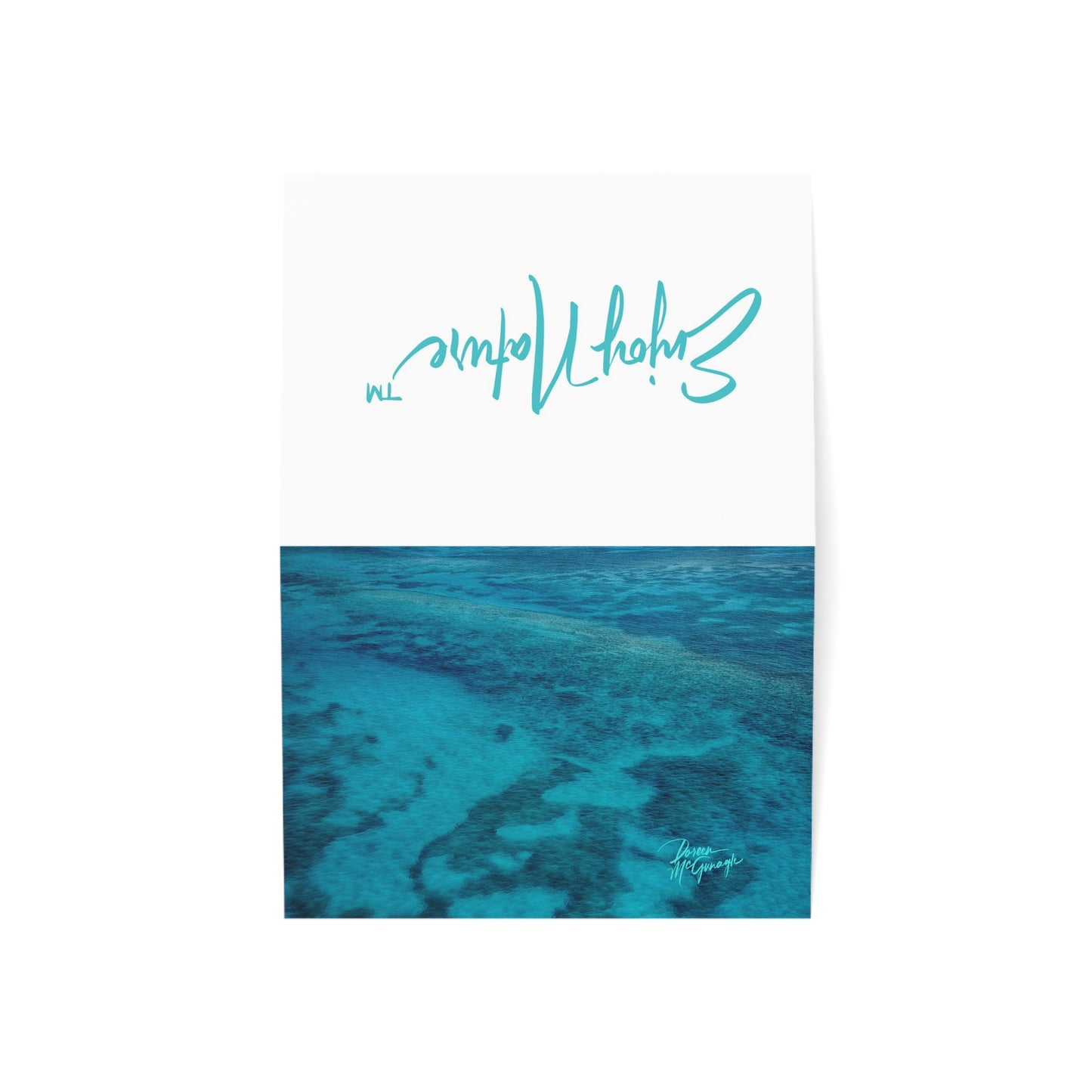 Teal Brushstroke Greeting Cards — Blank Note Cards with Ocean Accent (Pack of 10) By Enjoy Nature | Spirited Design Studio