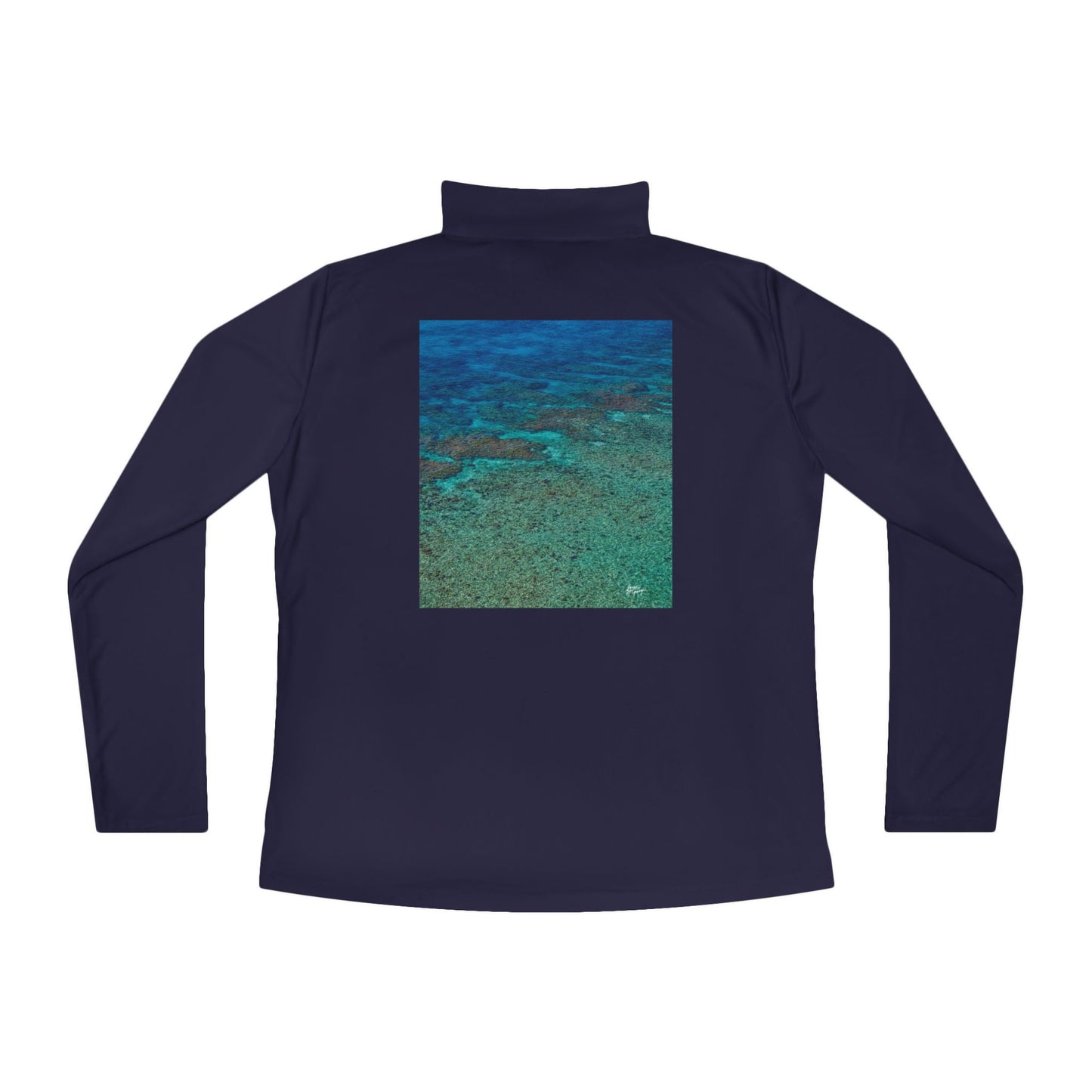 Ladies Quarter-Zip Pullover — Turquoise Ocean Reef Performance Top | Enjoy Nature Collection