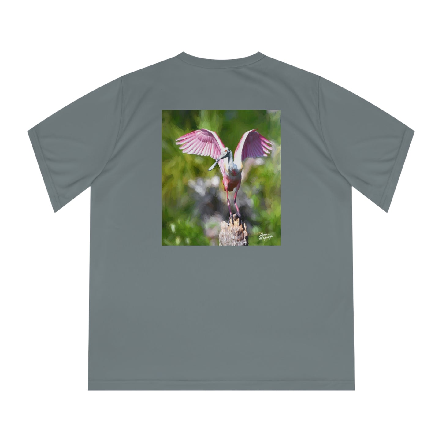 Women's Performance V-Neck T-Shirt – Roseate Spoonbill Design | Nature-Inspired Activewear
