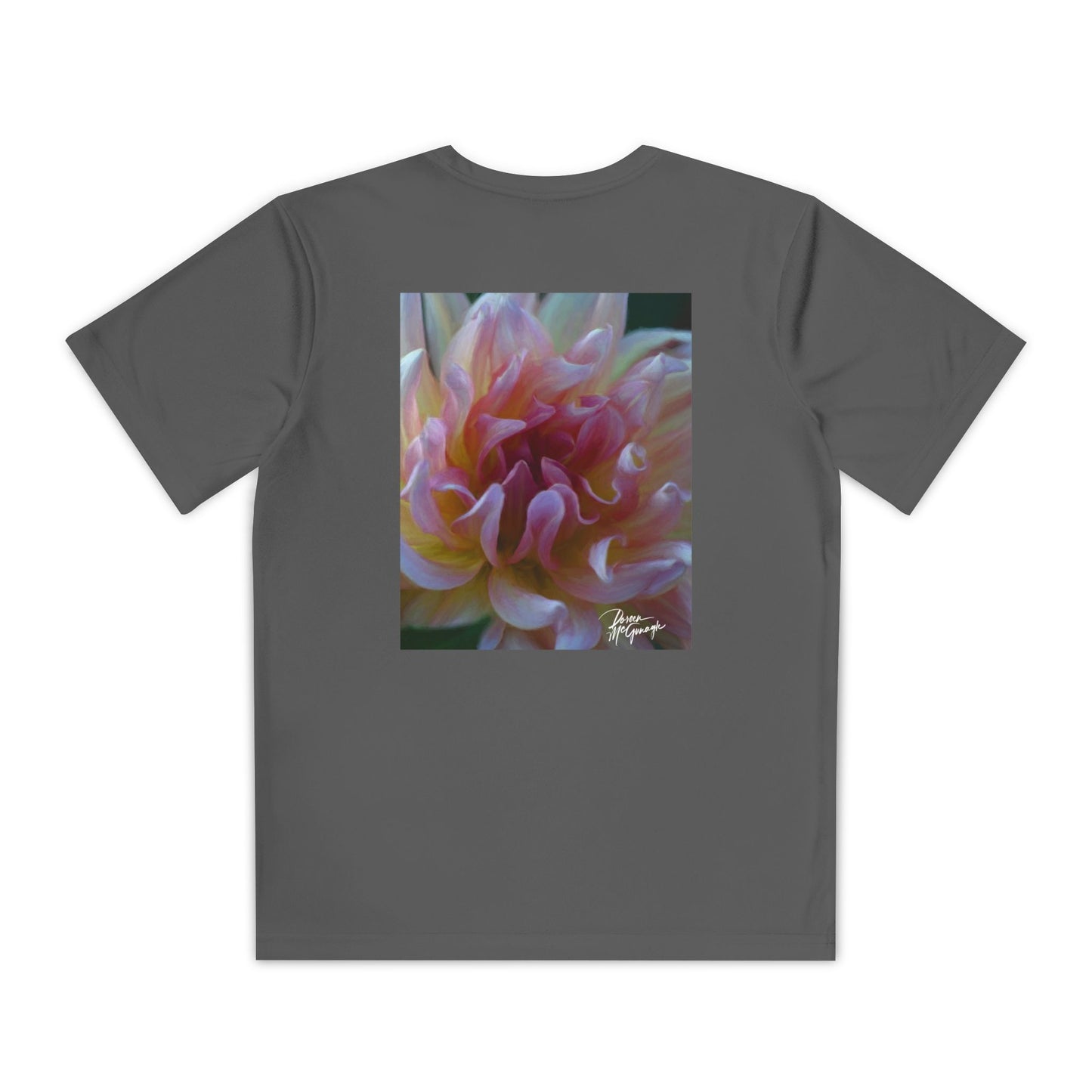 Youth Nature Tee – Veil of Cream and Blush Dahlia Design, Perfect Gift for Kids, Stylish Summer Top, Birthday Shirt, Fun Sportswear