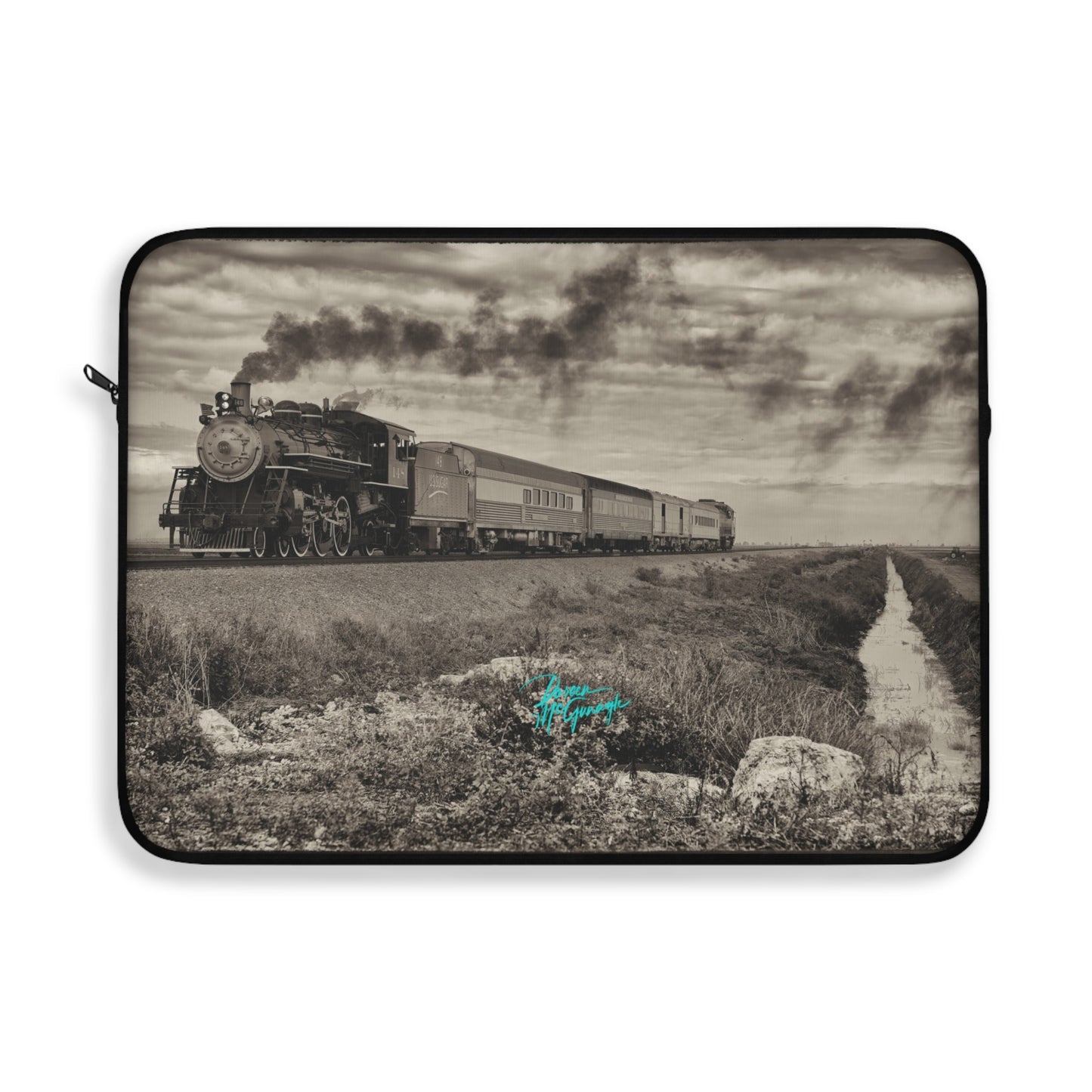 Vintage Steam Train Laptop Sleeve – Sepia Railroad Photo Sleeve
