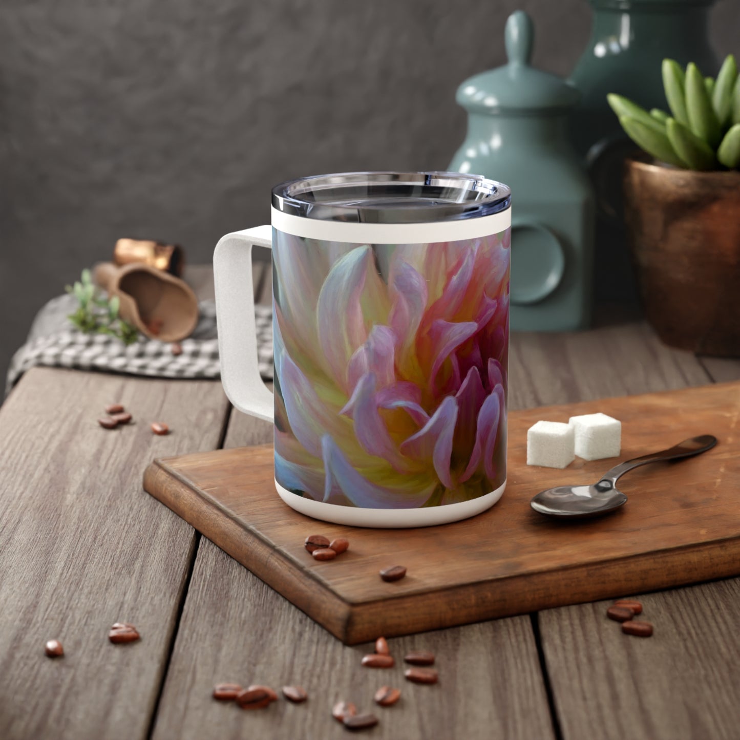 Veil of Cream and Blush – 10oz Insulated Coffee Mug