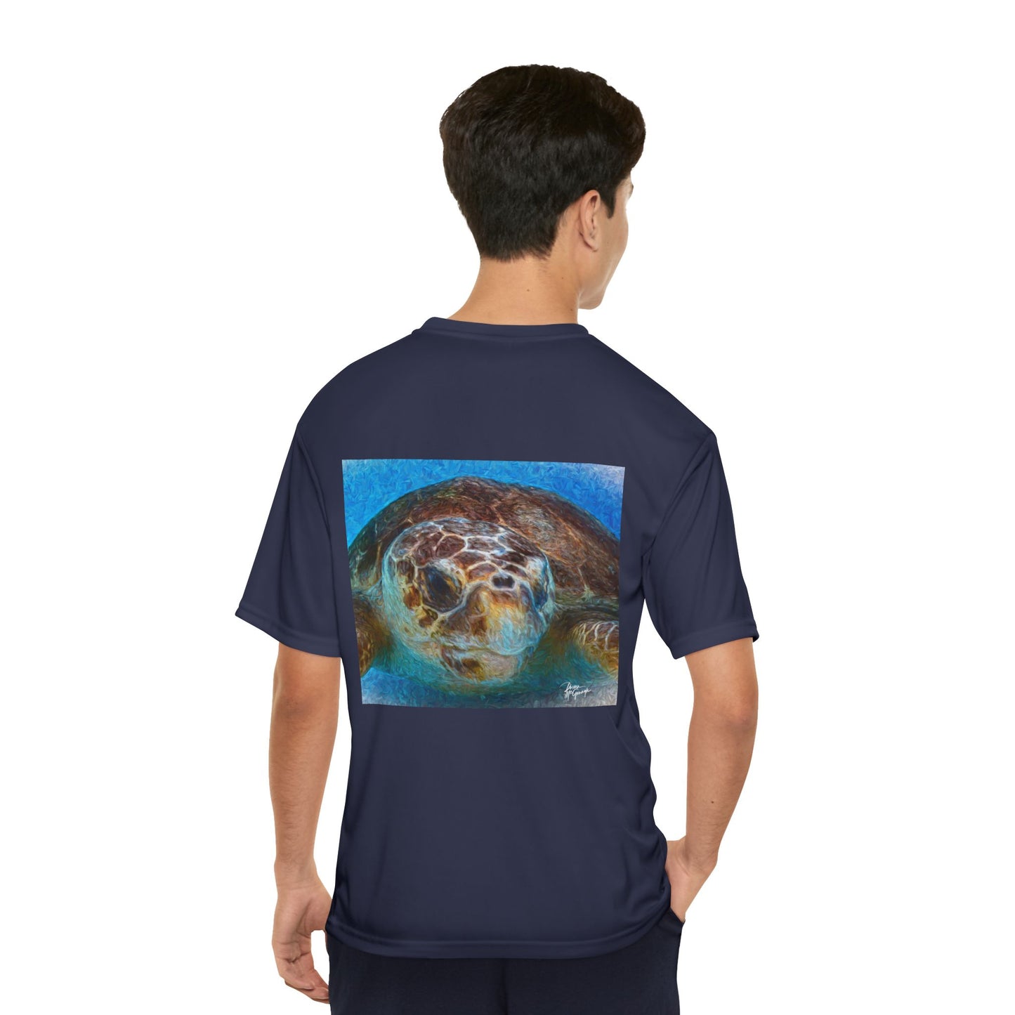 Performance T-Shirt — Loggerhead Sea Turtle | Doreen McGunagle Fine Art Ocean Wildlife Tee
