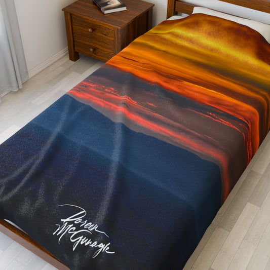 Sunset Serenity Velveteen Plush Blanket | Cozy Home Decor | Gift for Nature Lovers, Autumn, Relaxation, Home Comfort
