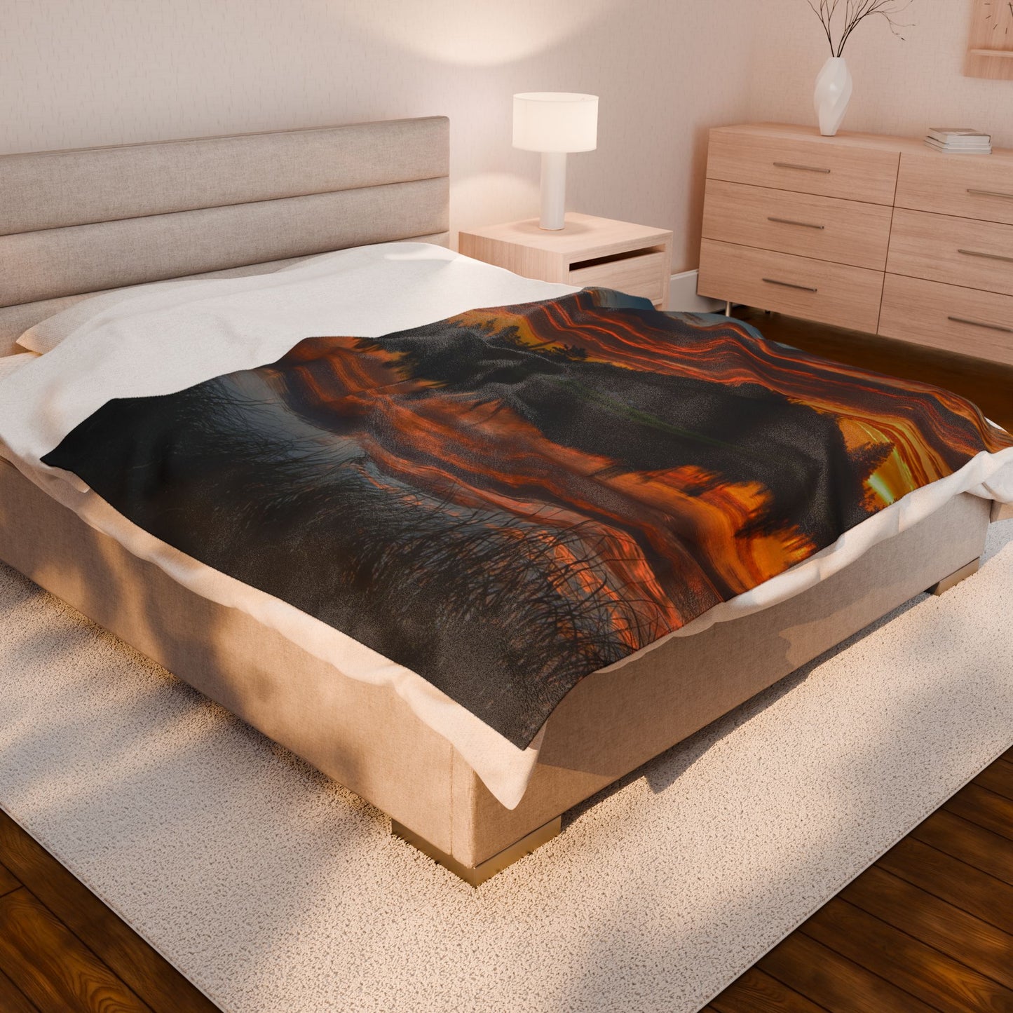Sunset Reflection Velveteen Plush Blanket | Cozy Home Decor, Warm Throw for All Seasons, Perfect for Gifts & Relaxation Sunrise Crested Butte