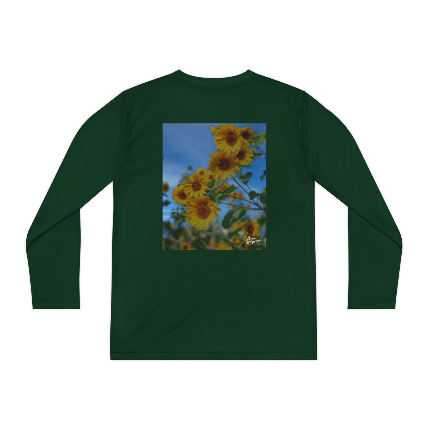 Youth Long Sleeve Tee – Sunflower Design | Floral Athletic Shirt for Outdoor Adventures, Sports, and Everyday Fun