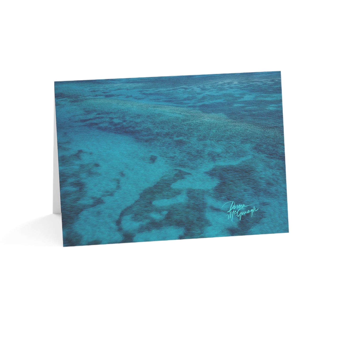 Teal Brushstroke Greeting Cards — Blank Note Cards with Ocean Accent (Pack of 10) By Enjoy Nature | Spirited Design Studio