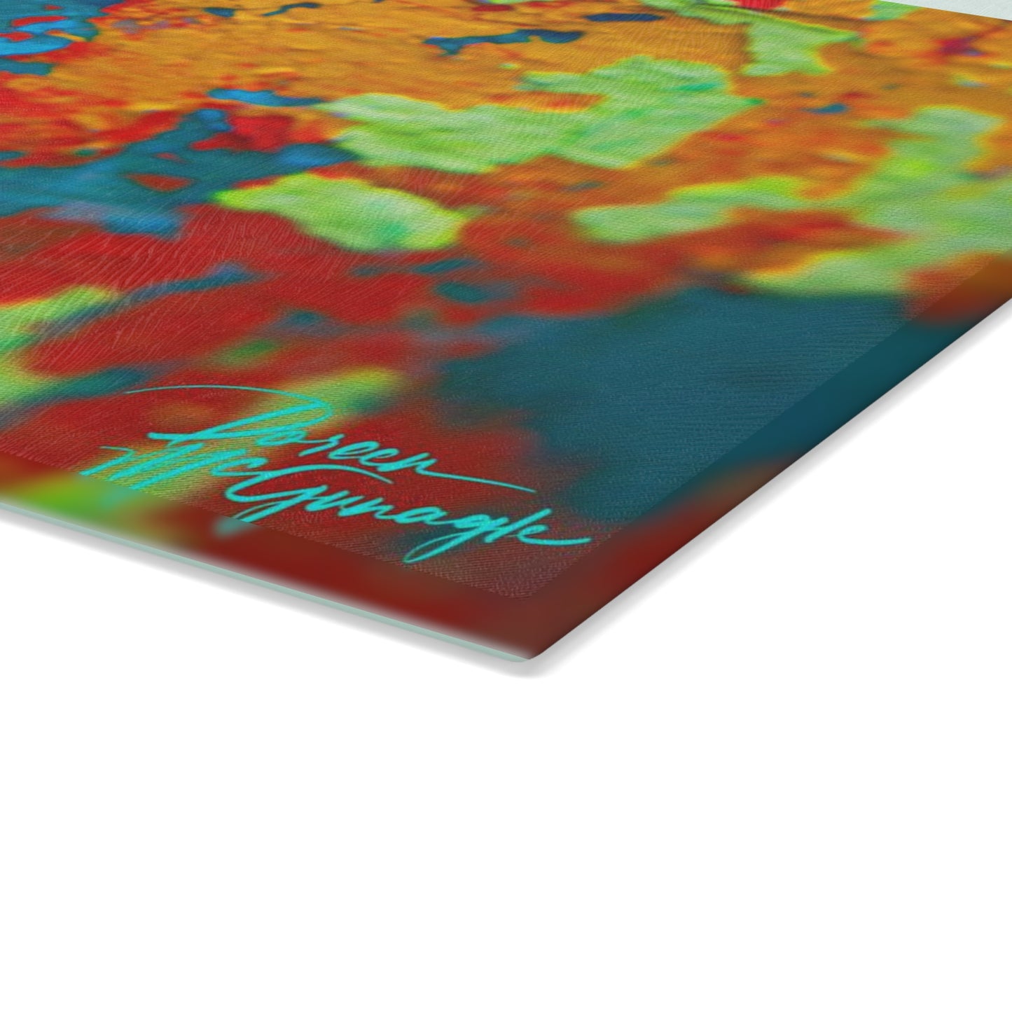Artistic  Life and Soul Abstract Glass Cutting Board with Nature-Inspired Design
