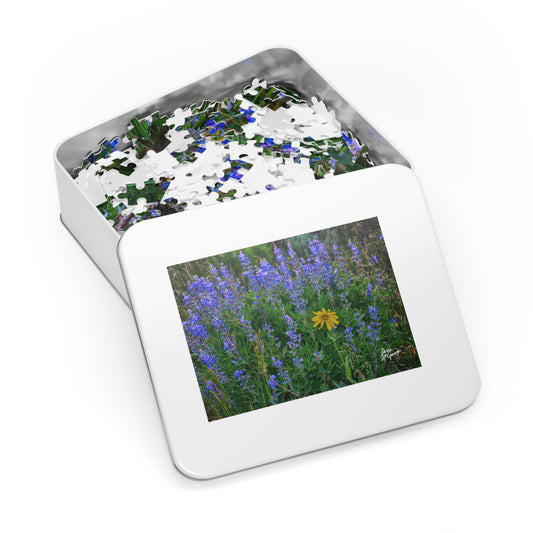 Wild Lupines with Daisy, Nature-Inspired Jigsaw Puzzle with Tin - Perfect Gift for Puzzle Lovers, Floral Wall Art, Home Decor, Family Activity, Relaxation