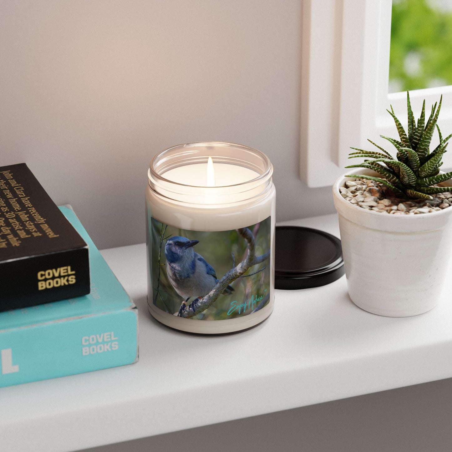 Scrub Jay Scented Soy Candle – Eco-Friendly Aromatherapy in Reusable Glass Jar | Enjoy Nature Collection