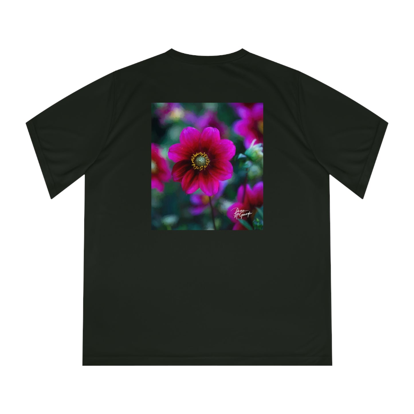 Women’s Nature-Inspired Performance V-Neck T-Shirt – Heart of Dahlia Dreams Design