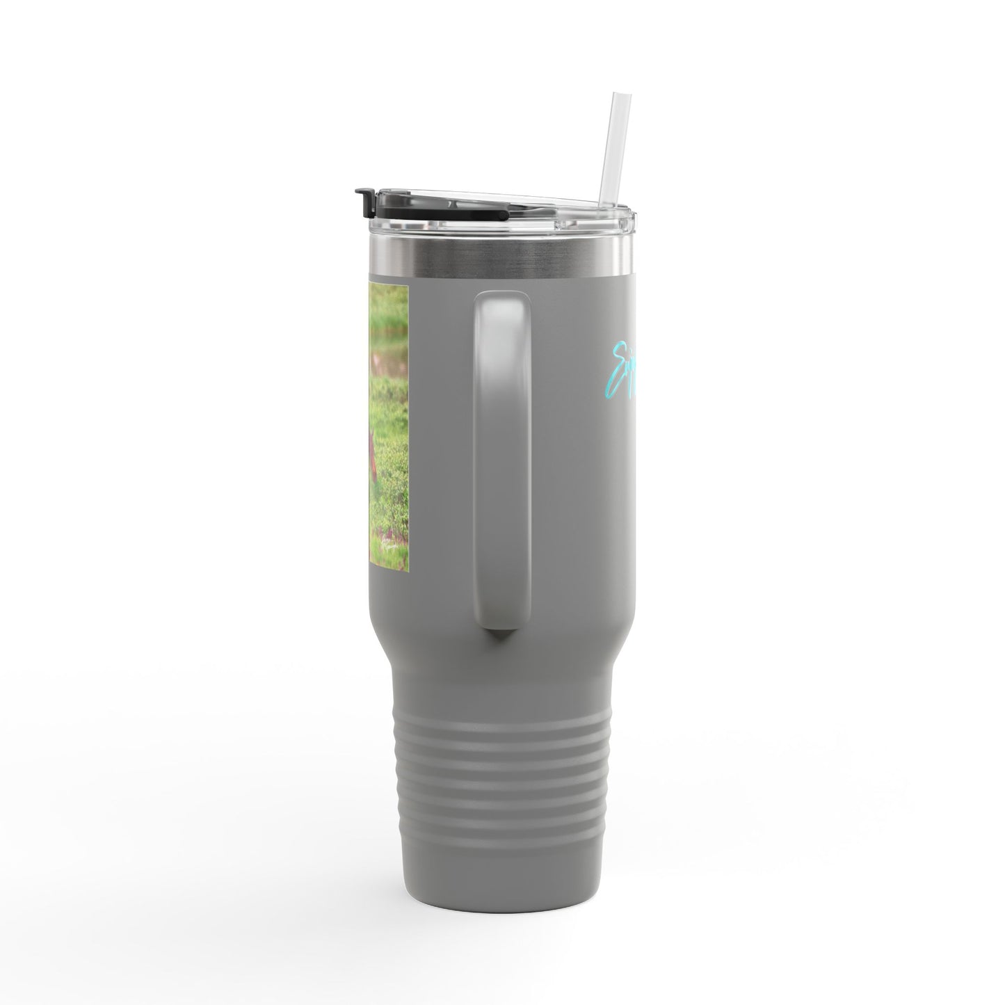 Moose with Baby 40oz Insulated Travel Mug with Handle | Nature Inspired Stainless Steel Drinkware | Enjoy Nature Collection