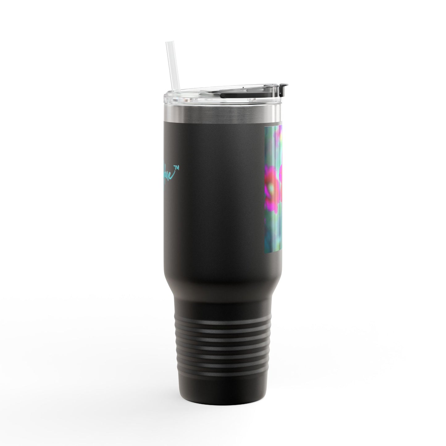 Vibrant Floral Insulated Travel Mug – 40oz Nature-Inspired Drinkware, Heart of Dahlia Dreams