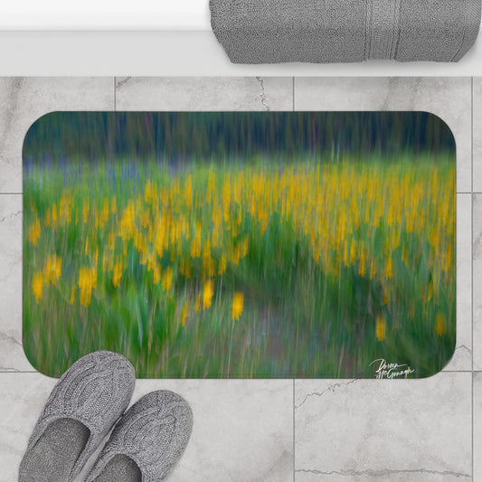 Serene Floral Abstract Flowers Bath Mat, Relaxing Home Decor, Ideal for Bathroom, Gift for Housewarming, Nature Lover's Essentials