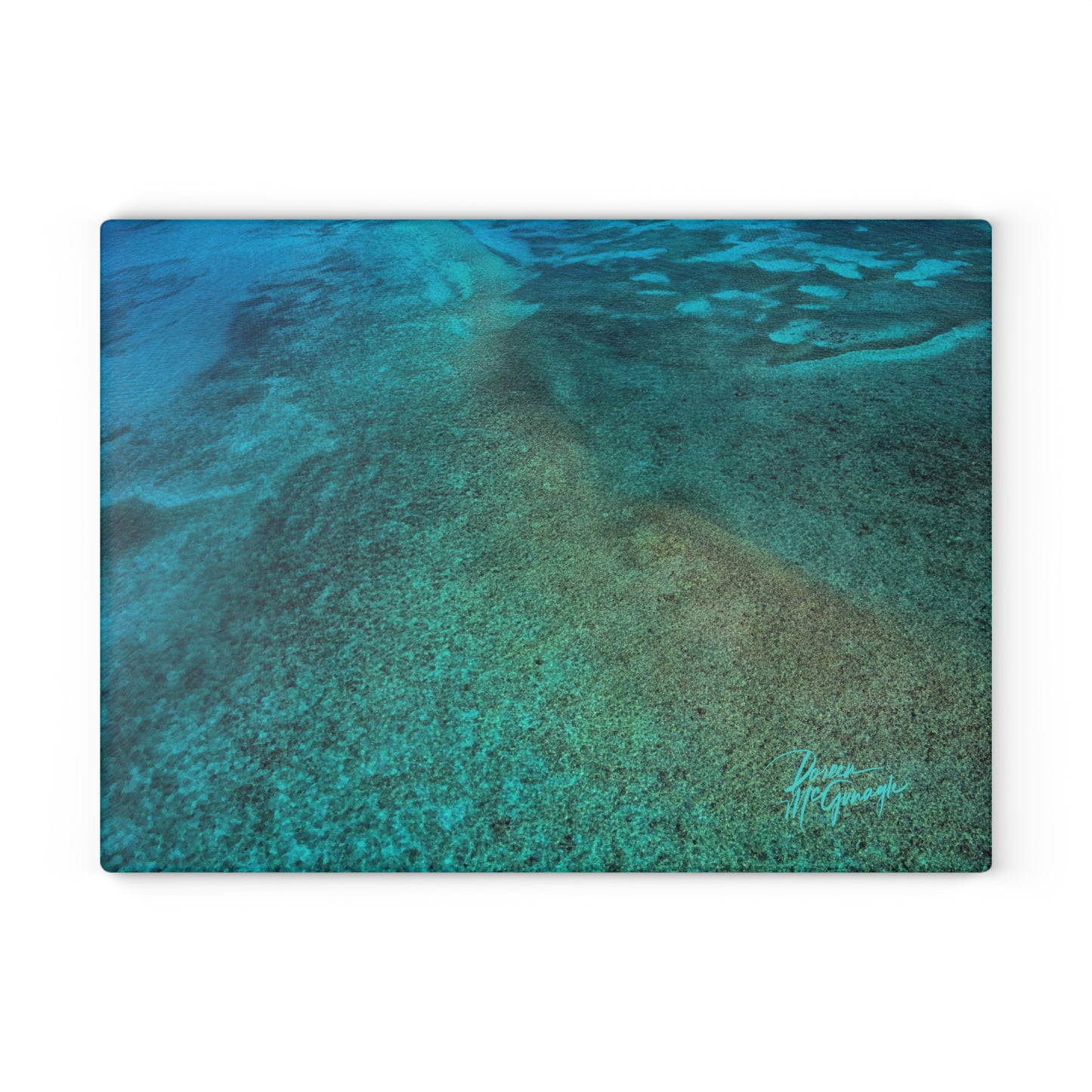 Ocean Reef Glass Cutting Board — Coastal Kitchen Decor Enjoy Nature | Spirited Design Studio