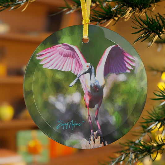 Roseate Spoonbill Glass Ornament – Vibrant Wildlife Holiday Decor | Enjoy Nature Collection