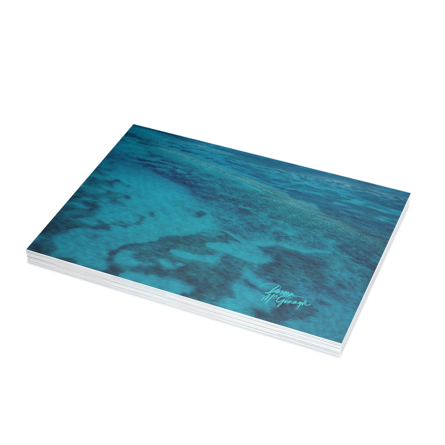 Teal Brushstroke Greeting Cards — Blank Note Cards with Ocean Accent (Pack of 10) By Enjoy Nature | Spirited Design Studio