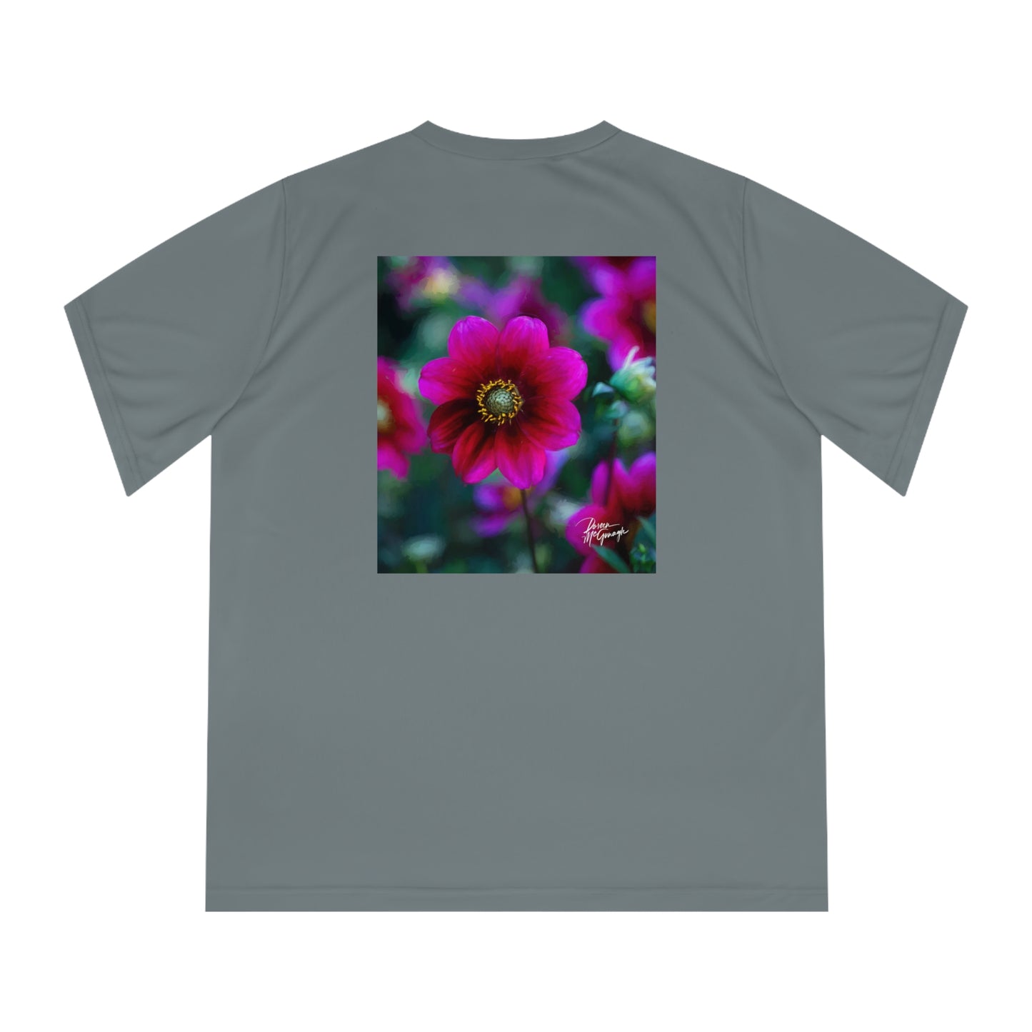 Women’s Nature-Inspired Performance V-Neck T-Shirt – Heart of Dahlia Dreams Design