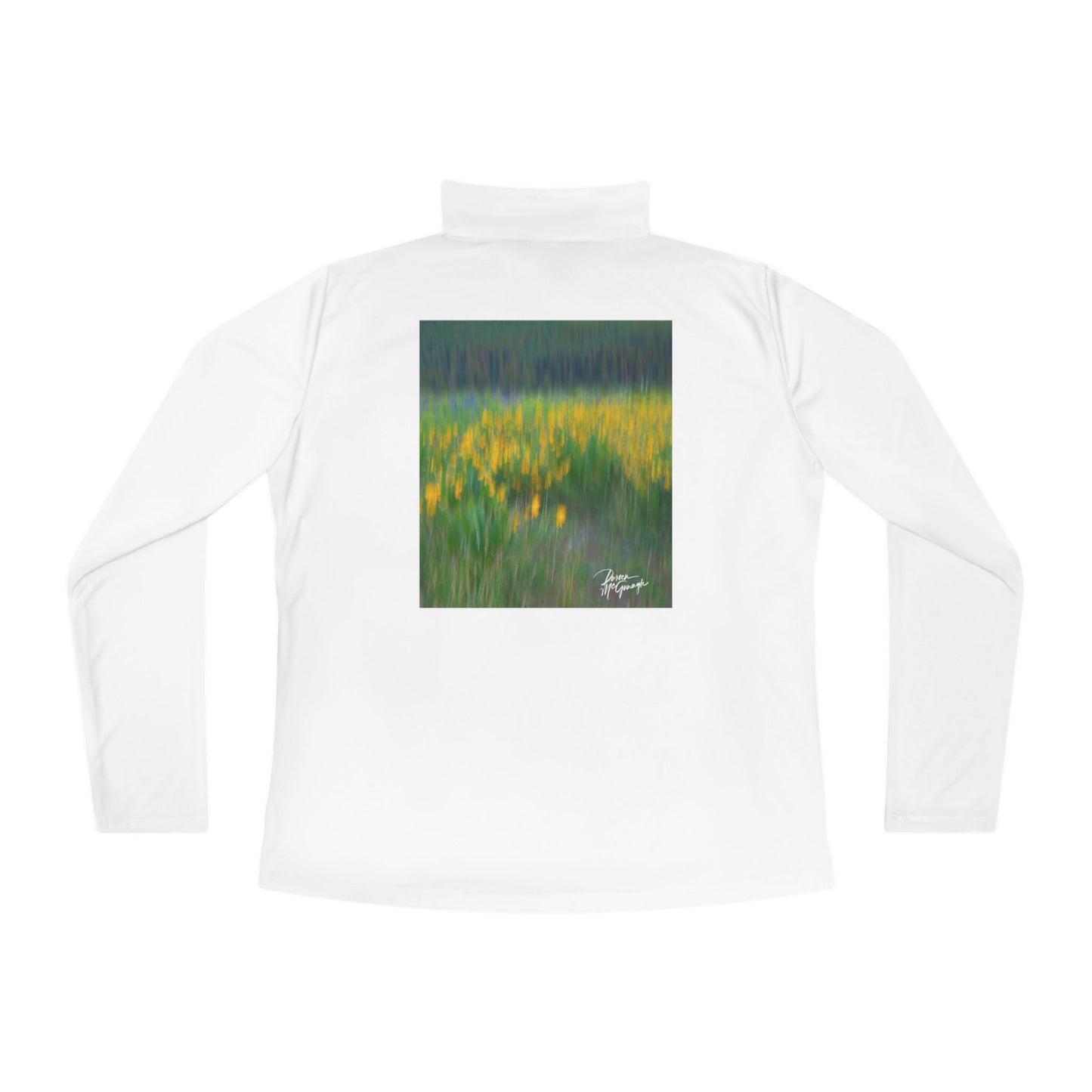 Wildflowers Abstract Ladies Quarter-Zip Pullover | Nature Inspired Activewear | Enjoy Nature Collection