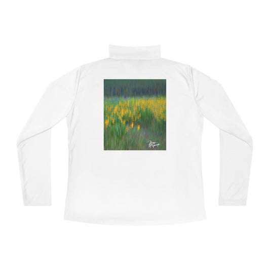 Wildflowers Abstract Ladies Quarter-Zip Pullover | Nature Inspired Activewear | Enjoy Nature Collection