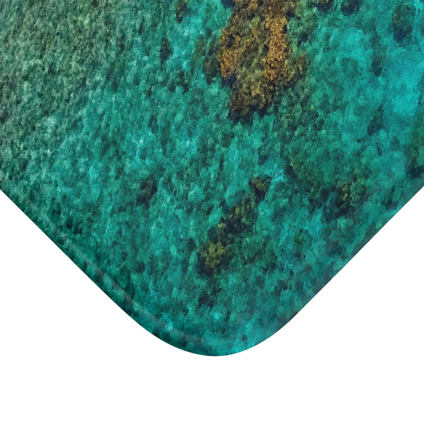 Ocean Reef Teal Coral Sea Floor — Coastal Memory Foam Bath Mat Enjoy Nature | Spirited Design Studio