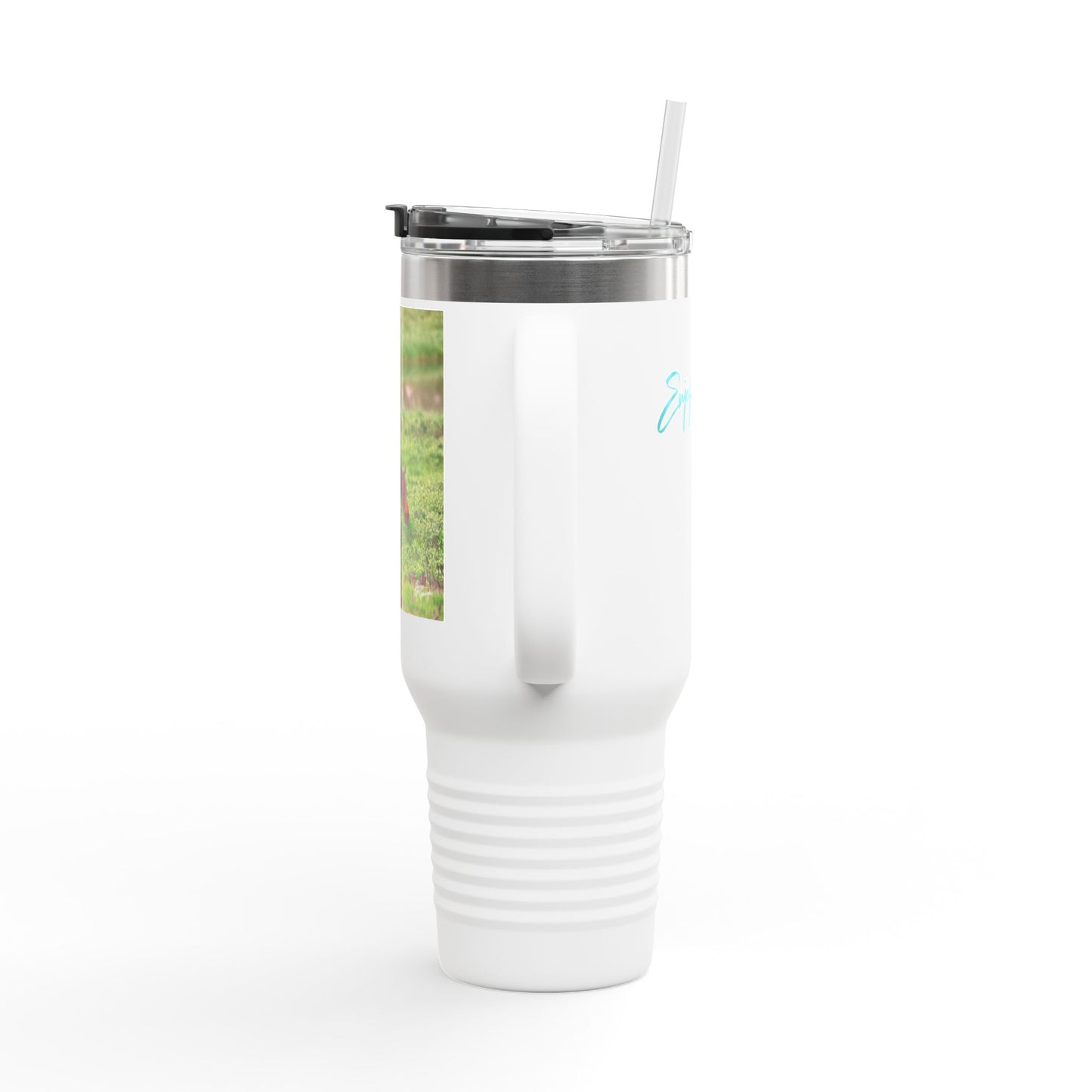 Moose with Baby 40oz Insulated Travel Mug with Handle | Nature Inspired Stainless Steel Drinkware | Enjoy Nature Collection