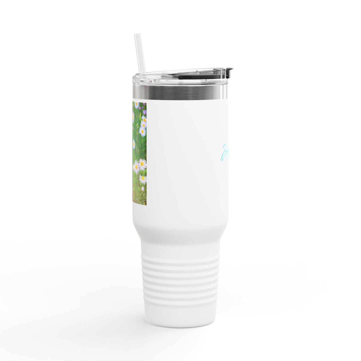 Wild Daisies 40oz Insulated Travel Mug with Handle | Nature Inspired Stainless Steel Drinkware | Enjoy Nature Collection