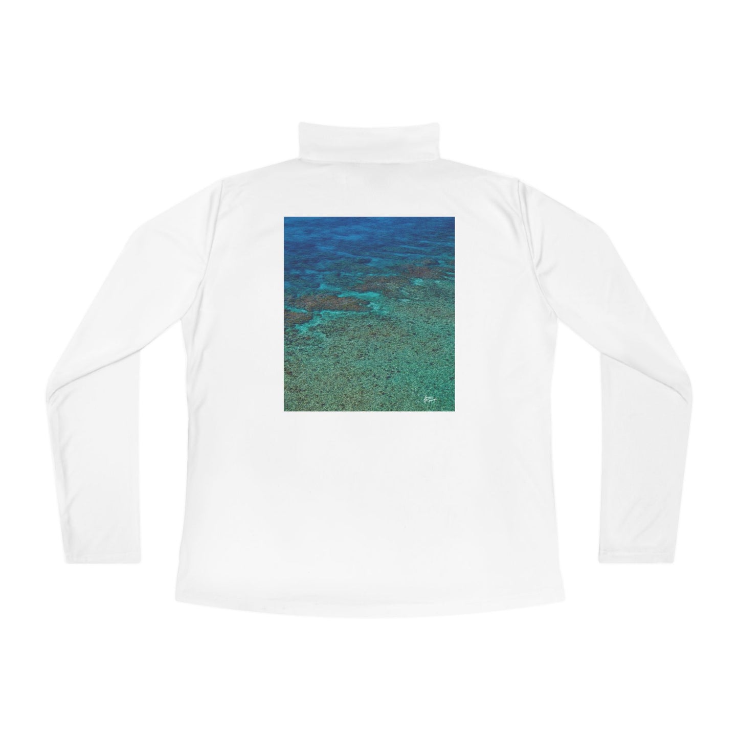 Ladies Quarter-Zip Pullover — Turquoise Ocean Reef Performance Top | Enjoy Nature Collection
