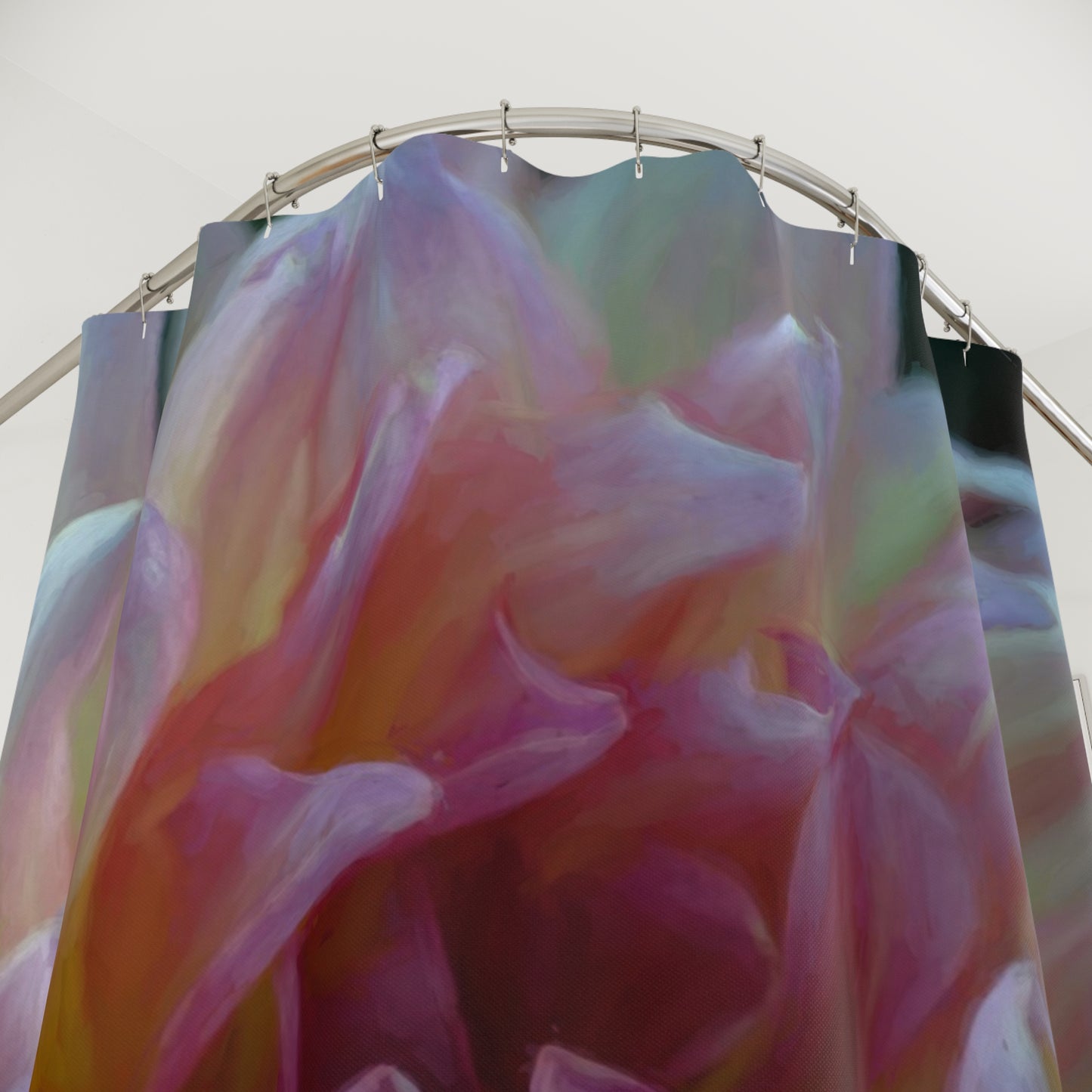 Shower Curtain: Veil of Cream and Blush – Nature-Inspired Elegance