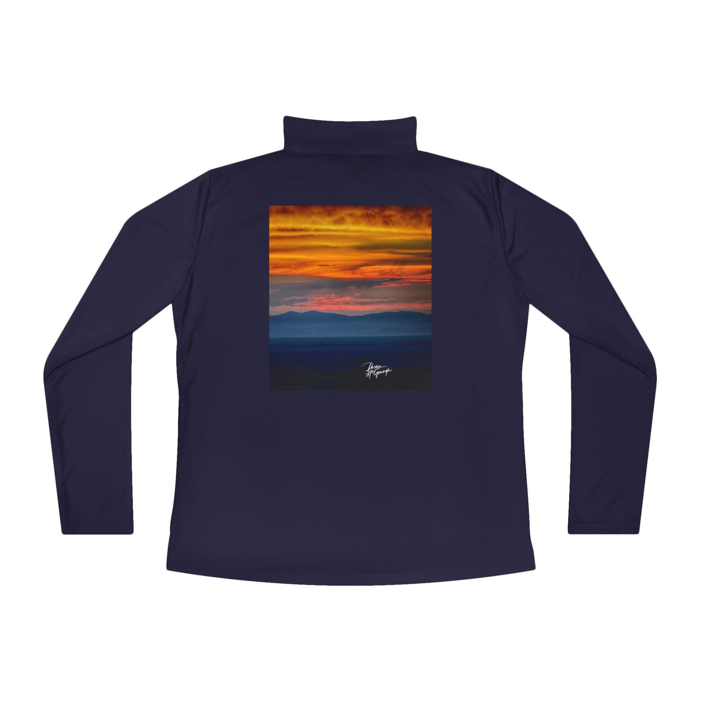 Sunset over Dunes Ladies Quarter-Zip Pullover | Nature Inspired Activewear | Enjoy Nature Collection