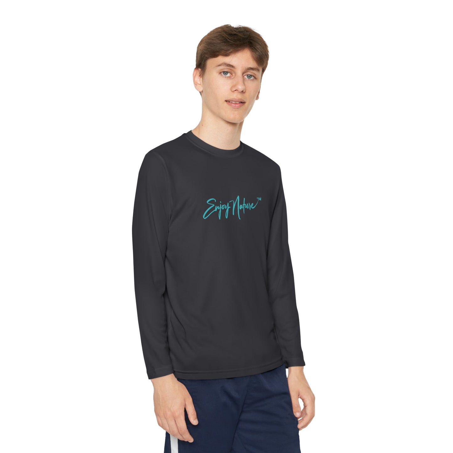 Youth Long Sleeve Active Tee – Veil of Cream and Blush Dahlia Design